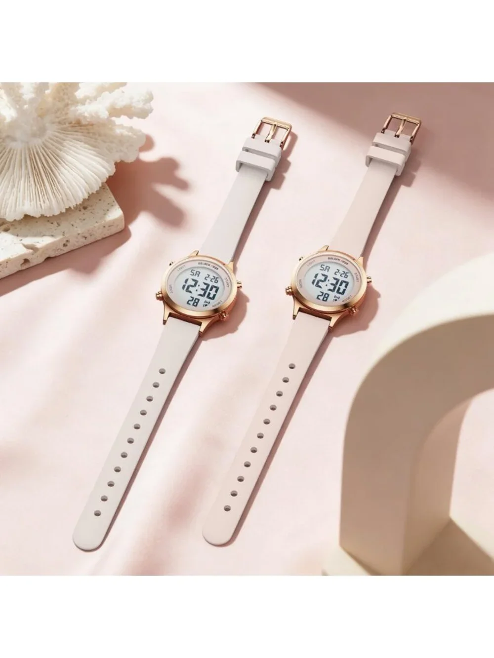 Waterproof Women's Digital Sports Watch - Silicone Strap, Alarm, Stopwatch, Rose